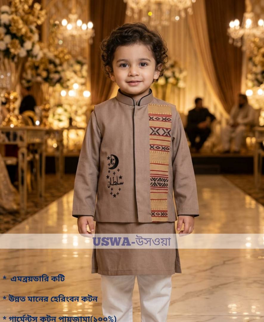 Party embroidery panjabi set - three piece panjabi / kurta/koti set for baby boys