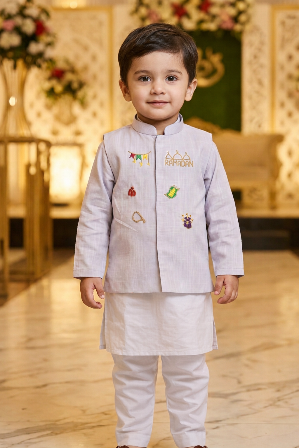 Party embroidery panjabi set - three piece panjabi / kurta/koti set for baby boys